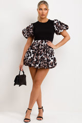 leopard print puffball mini dress with puff sleeves going out Christmas party outfit