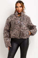 womens leopard print sequin puffer padded jacket womens outerwear