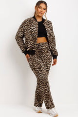 leopard print bomber jacket co ord loungewear set womens