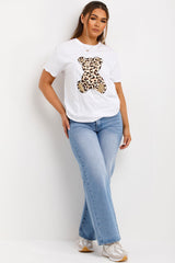 womens leopard print teddy bear print oversized t shirt styledup