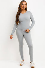 womens sculpt body contour leggings and long sleeve top co ord set skims uk