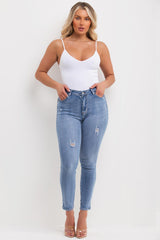 womens high waisted skinny jeans uk