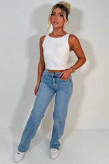 denim blue high waist stretchy jeans styledup uk