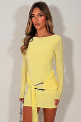 long sleeve mini dress with drape detail occasion holiday outfit styledup