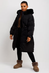 long quilted padded puffer coat