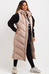 long padded hooded puffer gilet womens uk