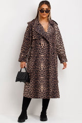 long trench coat leopard print for womens