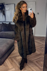 styledup brown colour-way fur longline coat uk for womens