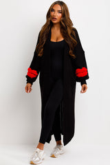 womens long knitted cardigan with pockets