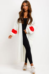 womens long knitted cardigan with pockets