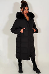 womens long down coat for winter black styledup