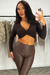 going out cut out long sleeve brown festival rave top styledup