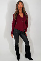 womens gold button jumper cardigan knitted christmas outfit