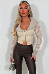 faux fur cuff and collar lace top styledup fastival rave night out outfit 