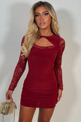 cut out front long lace sleeves styledup uk