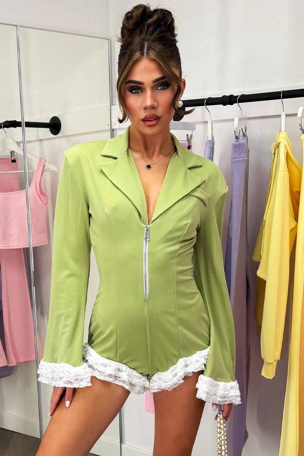 blazer playsuit with long sleeves styledup 