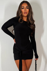 date night dress with long sleeves and drape detail styledup going out outfit