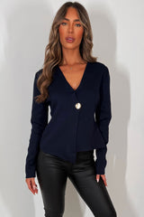 gold button knitted jumper with long sleeves womens christmas party outfit 