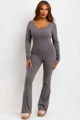 long sleeve jumpsuit with scrunch bum booty lifting detail