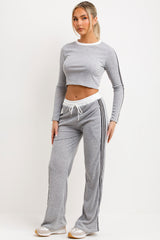 side stripe ribbed tracksuit womens loungewear co ord set