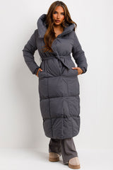 womens long puffer padded coat for winter styledup