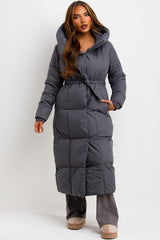 long padded puffer coat for womens