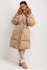 womens long puffer coat for dog walking