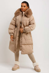longline puffer padded quilted down coat womens