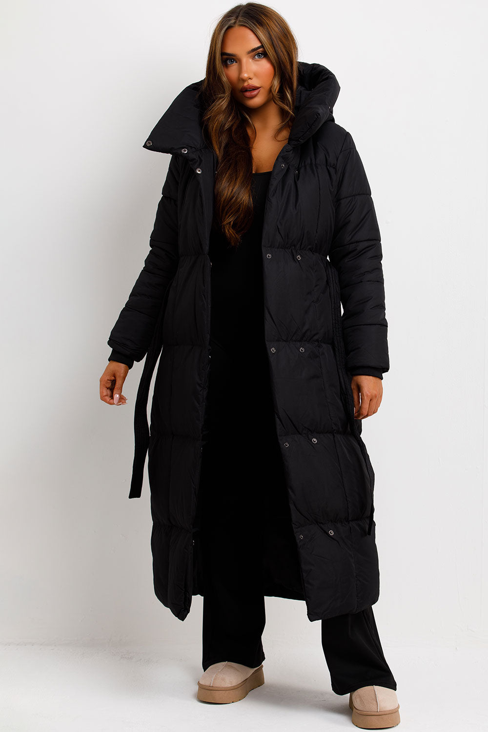 longline padded puffer coat womens styledup