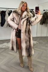 cream colour way fur maxi coat with collar styledup uk