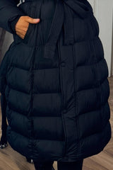 womens puffer padded down winter coat with faux fur hood styledup uk