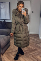 womens puffer padded winter coat with fur hood styledup uk
