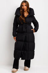 womens long puffer padded coat for winter styledup