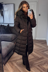 womens puffer padded winter coat with fur hood styledup uk