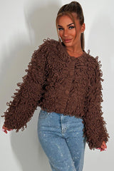 shaggy loop fringes cardigan jumper womens christmas market outfit 