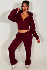 womens joggers and crop corset hoodie tracksuit set two piece 