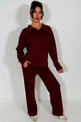 womens zara half button up front collared jumper and joggers tracksuit loungewear set airport outfit