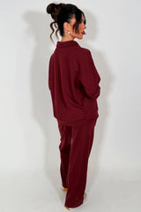 burgundy collared sweatshirt jogger tracksuit women UK sale