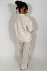 cream collared sweatshirt jogger tracksuit women UK sale