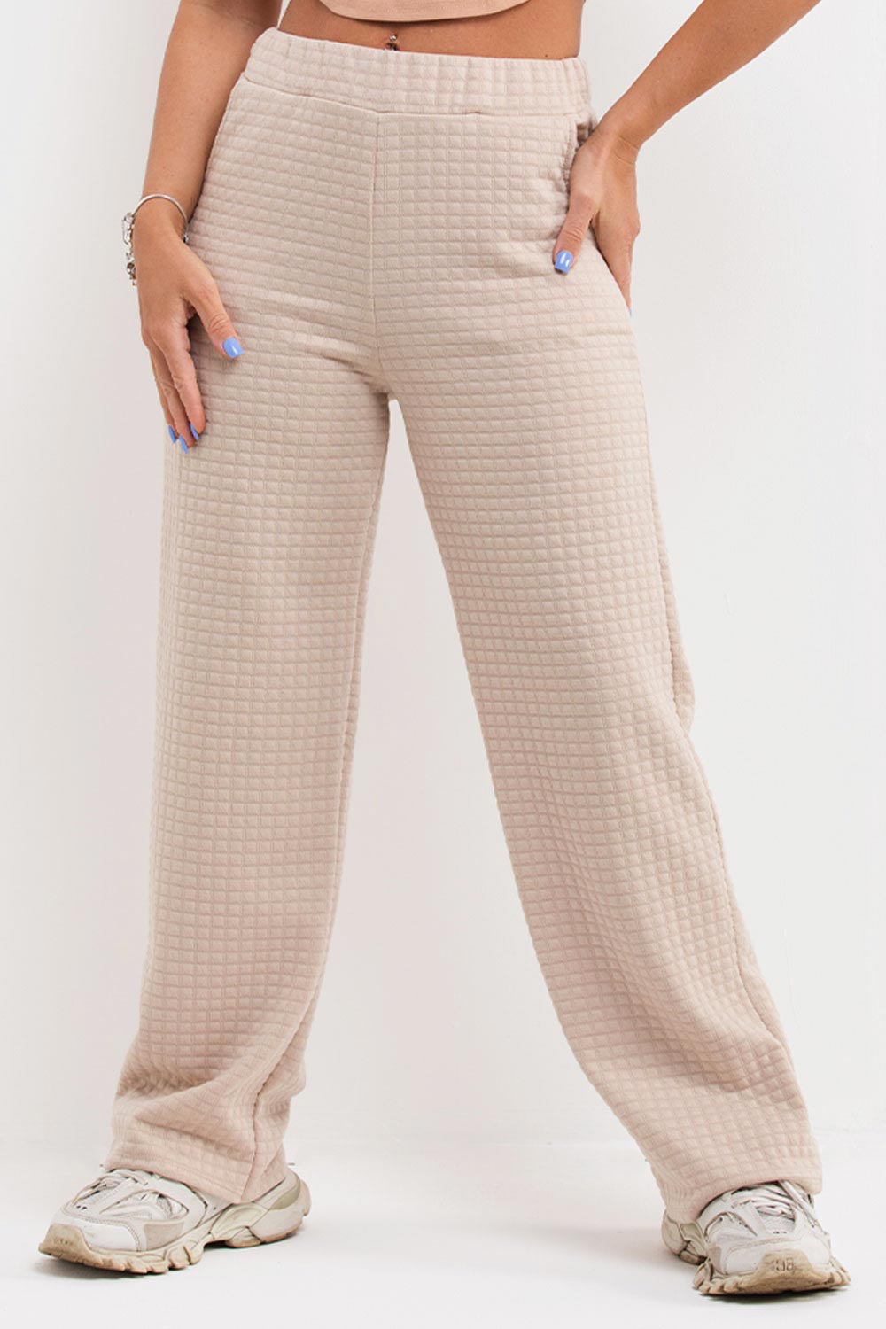 womens quilted wide leg trousers uk