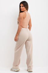 wide leg quilted trousers womens