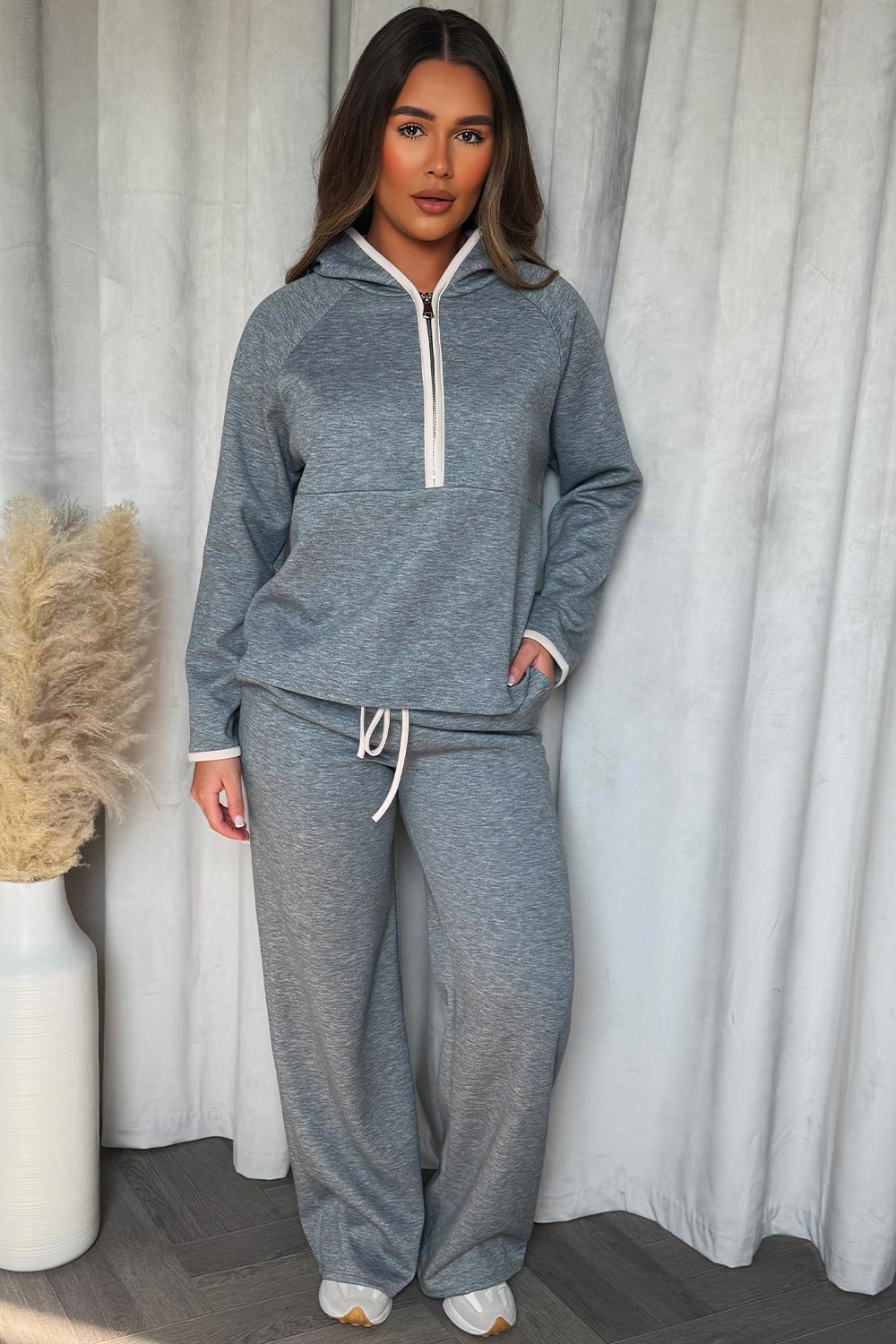 half zip sweatshirt and joggers two piece loungewear co ord set styledup
