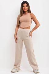 quilted wide leg trousers