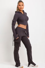 womens crop corset hoodie and bad society club joggers set