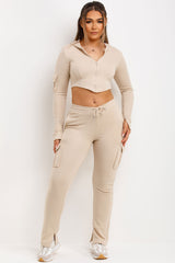 ruched bum cargo joggers and corset hoodie set bad society club tracksuit 