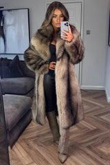 styledup long taupe fur coat for womens