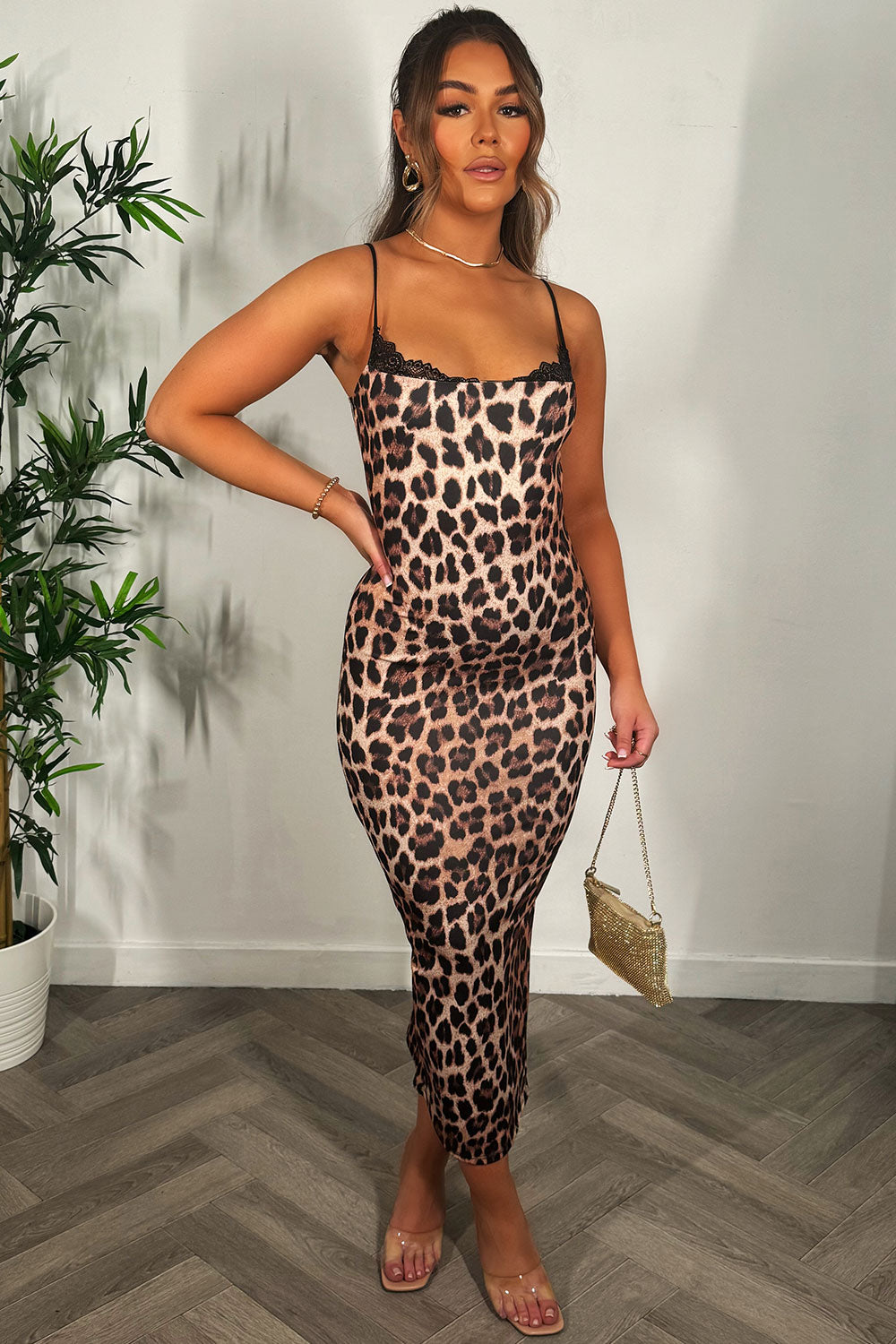 leopard print maxi dress with thin straps