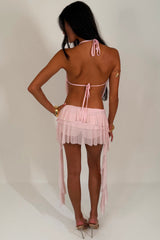 backless cowl halterneck top and frilly ruffle shorts two piece co ord set styledup uk