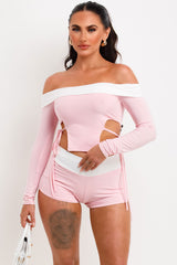 fold bandeau top and shorts two piece outfit set festival clothes