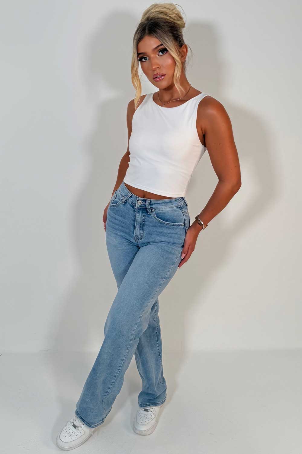 womens stretchy high rise denim jeans styledup uk